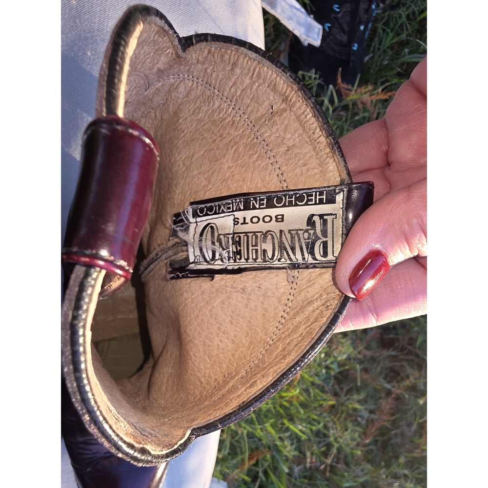 Ranchero Mens Burgundy Cherry Leather Western Cowboy Boots Made in Mexico 8.5 - Picture 8 of 10